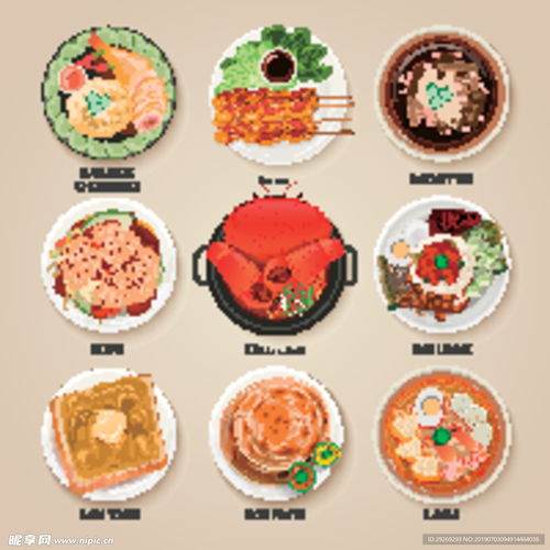 湖北美食特产的简约风格绘画图片，展现美食魅力