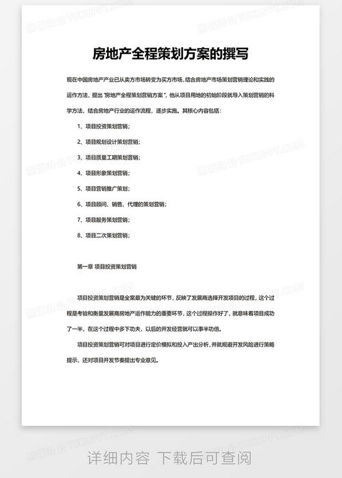 房产策略规划怎么写范文