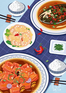 湖北美食插画创意构图图片